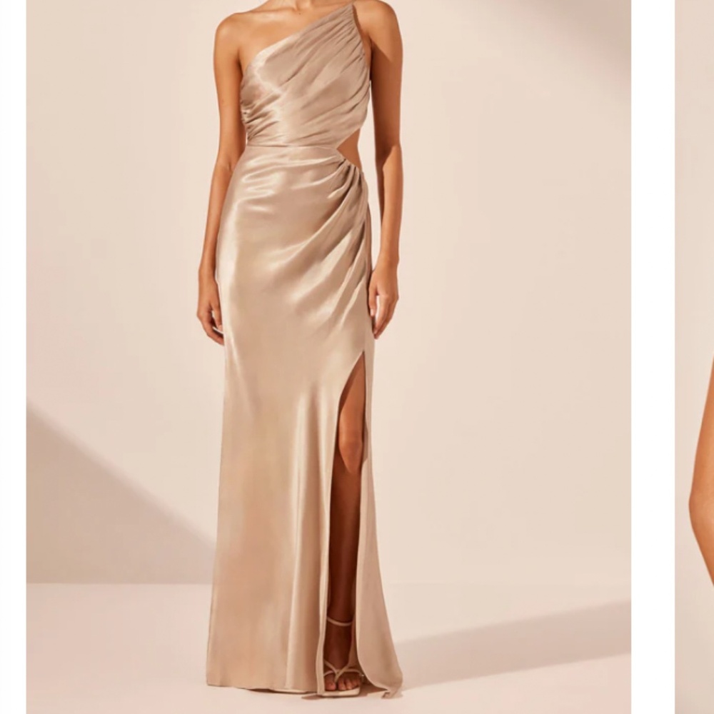 Shona Joy La Lune Asymmetrical Gathered Maxi Dress in Gold Size US 8